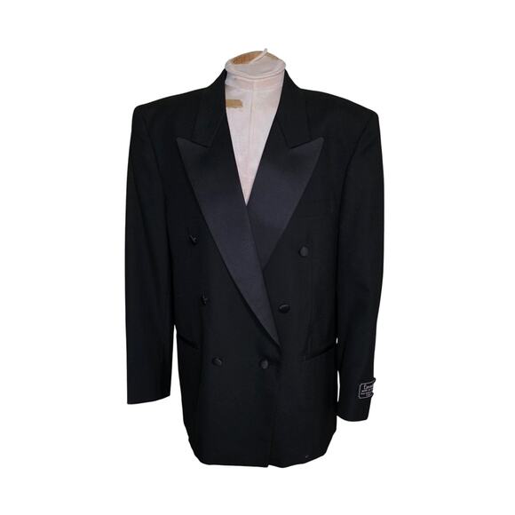 Lucasini‎ Vintage Jacket Blazer Wool 43/37 Black Tuxedo NWT - Picture 1 of 7